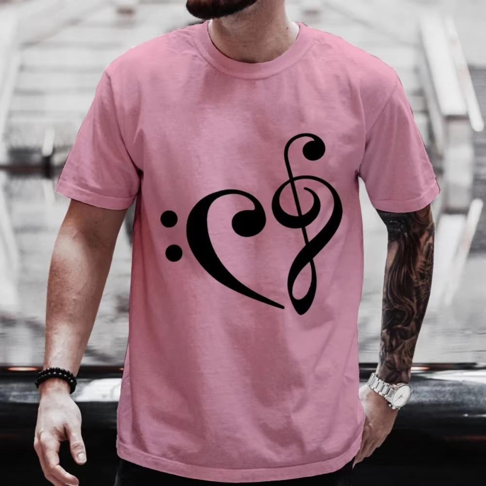 Men Women T-Shirts Summer Harajuku We Heart Music Printed Short Sleeve Tees Couple Streetwear Loose Clothes Y2K Streetwear Tops