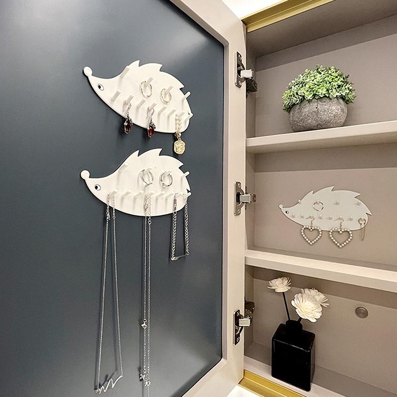Gancho Adesivo Fofo em Forma de Ouriço Multifuncional Cabide para Joias Montado na Parede Armazenamento Chaves Colares Suporte