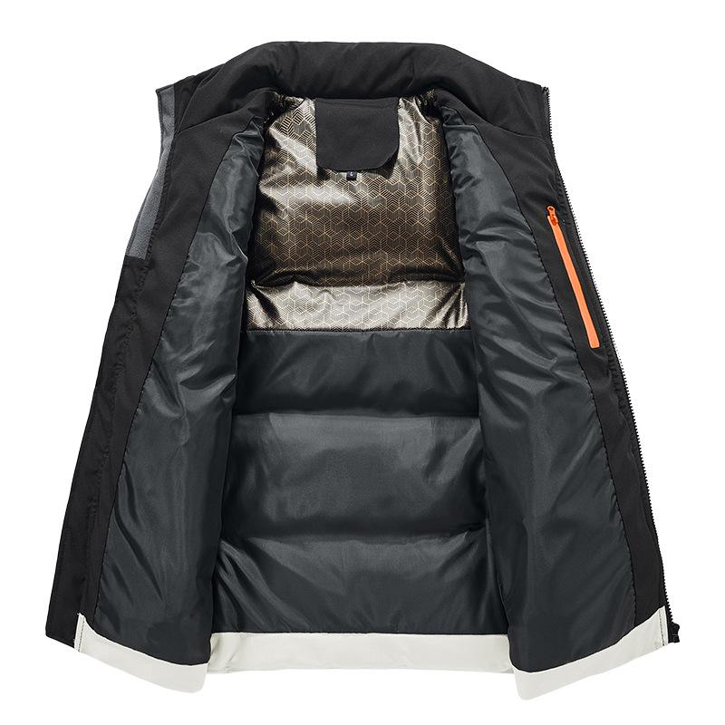 Men's Winter Patchwork Vest: Warm, Windproof, Waterproof, with Zipper Pockets - Fashionable Casual Cotton Design