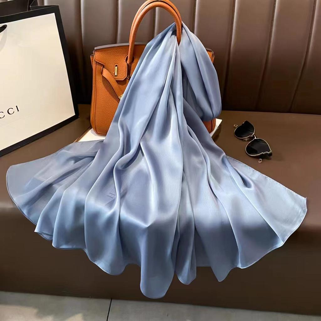 New solid colour anti-silk scarf spring and autumn sunscreen beach towel female silk scarf outside the air conditioning shawl