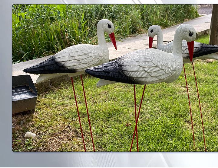 Outdoor Creative White Crane Flamingo Rockery Ornament: PE Material Micro Landscape Decoration