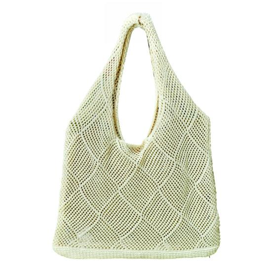 Women Crochet Shoulder Bag Lightweight Solid Color Mesh Handbag Fashionable Beach Bag Daily Commuting