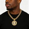 Iced Out Spinnable B Pendant Necklace Gold Plated Rhinestone Cuban Link Chain Hip Hop Lucky Letter Rotatable Disc Street Jewelry