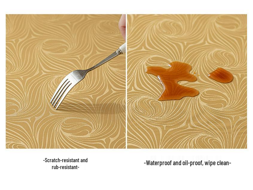 Non-Slip Waterproof Round Table Cover: Elastic, Oilproof, Anti-Scalding, Wash-Free Tablecloth for Dining Tables.