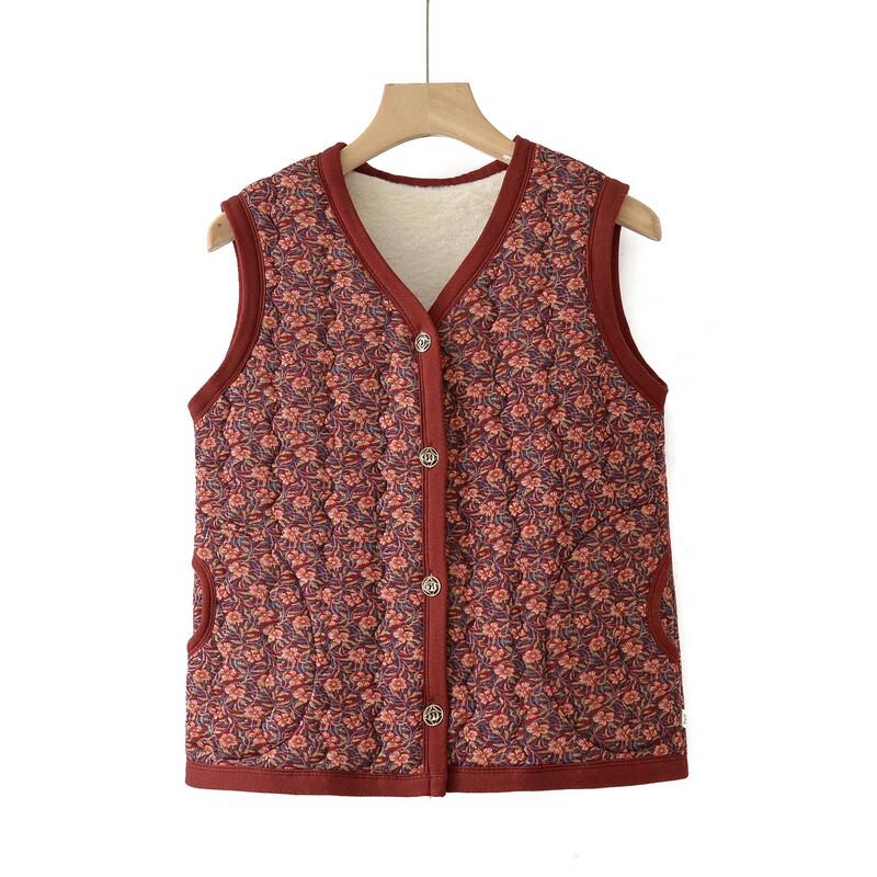 YUZHAOLIN Women's Mid-Aged & Elderly Thickened Velvet-Lined Cotton Vest