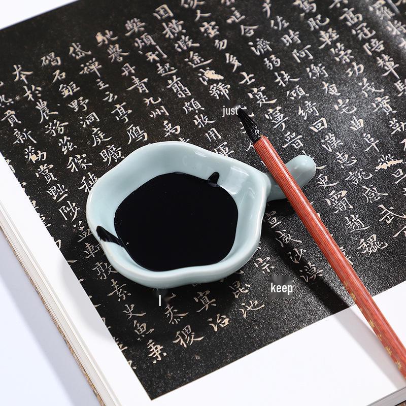 Calligraphy Brush Rest & Ink Dish Set: Ceramic Palette, Pen Holder, Inkstick Stand, Inkwell, Inkstone, and Brush Washer.