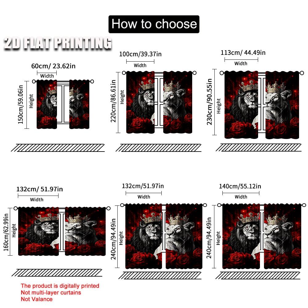 2 szt. Zasłona dla pary Czerwona róża Kwiatowa Dla kochanka Korona Króla i Królowej Walentynki Do sypialni, salonu i jadalni B