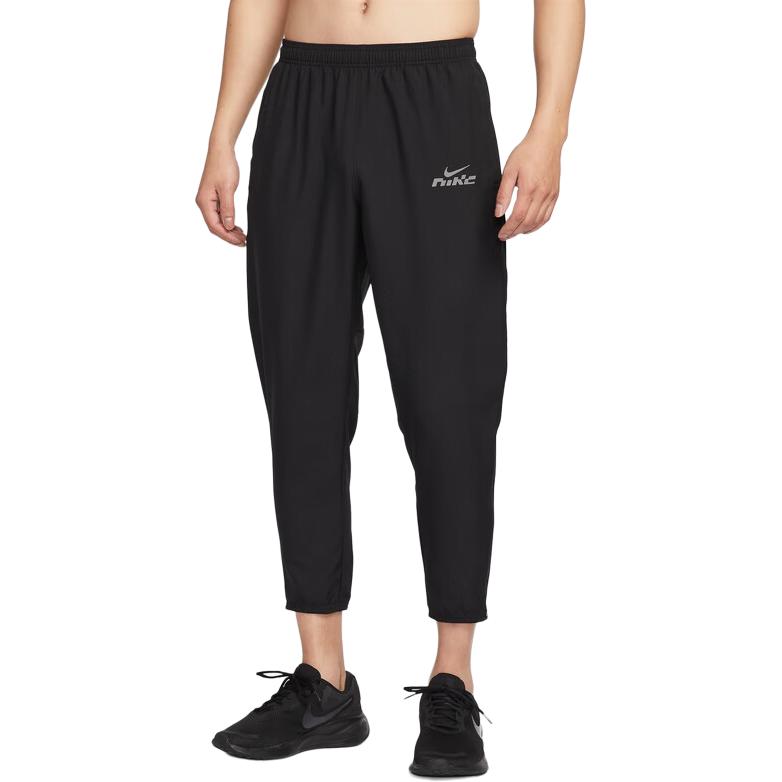 

Nike Challenger Dri-Fit Flash Simple Quick-Dry Woven Lace-Up Sports Long Pants Men bottoms Black Silver IB3775-010 L