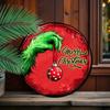Antique Christmas Tin Sign Vintage Painted Round Metal Wall Art 8x8 Inch Rustic Pub Decor