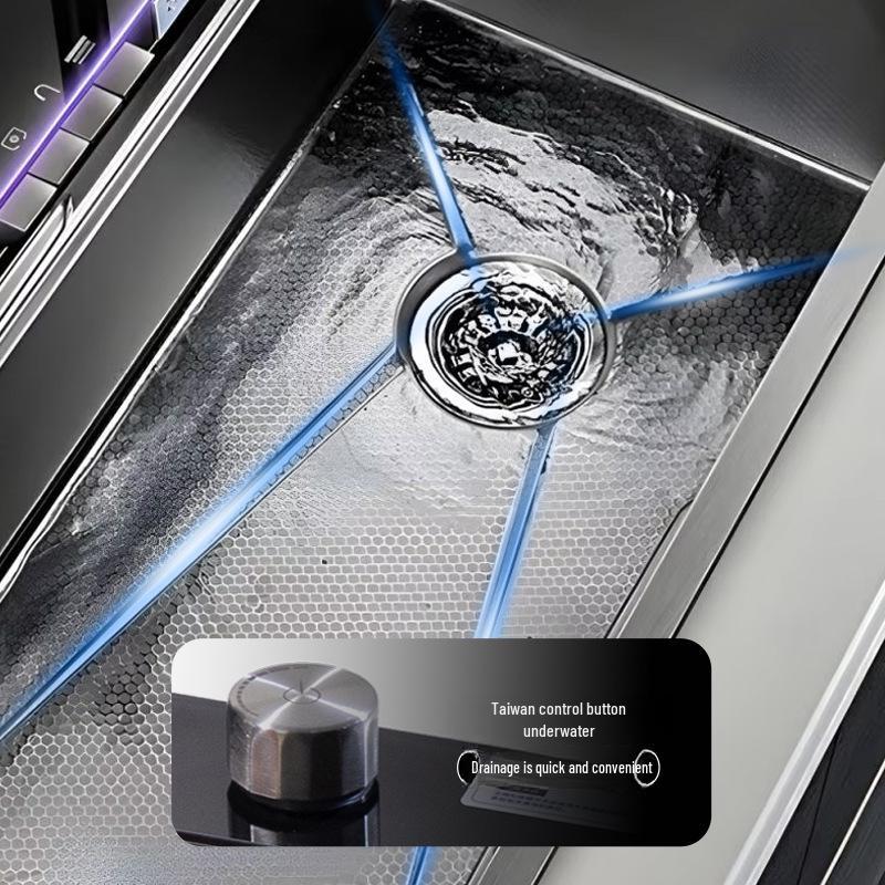 Walregenfall Edelstahl Großes Einzelbecken Multifunktionale Digitalanzeige Küchenspüle