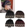 4 Pcs Women Muslim Inner Hijab Cap Black Wine Red Navy Blue Coffee Color Lace Cotton Embroidered Und