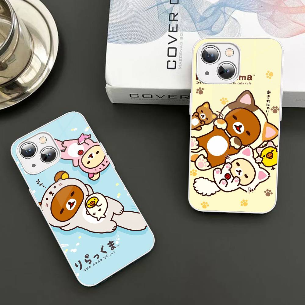 Rilakkuma Anime Cute Cartoon Tempered Glass For Iphone 14 13 12 11 Pro Mini XS MAX 14Plus X XS XR Fundas