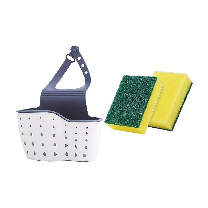 

3-Piece Multifunctional Kitchen Sink Storage Rack Set - Adjustable Countertop Organizer Tray with 2 Cleaning Sponges