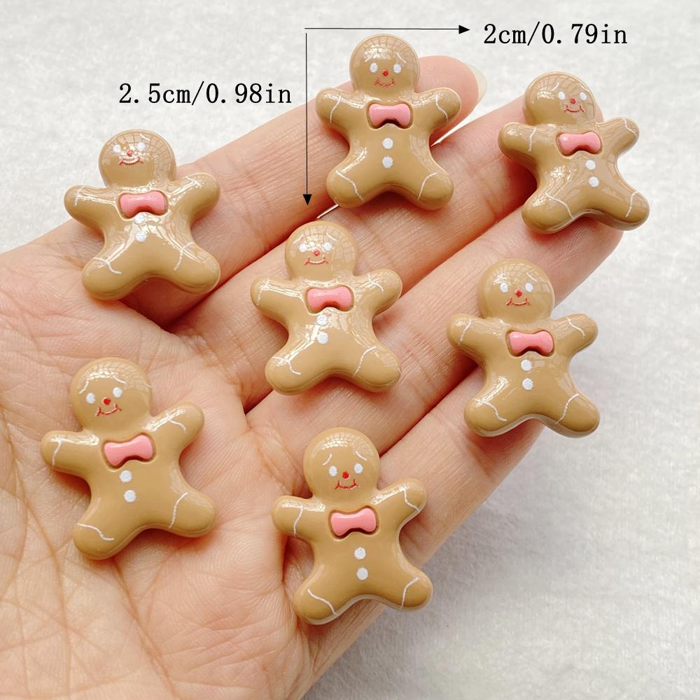 10Pcs Cute Cartoon Christmas Gingerbread Man Flat Back Resin Scrapbooking DIY Jewelry Craft Decoration Accessorie
