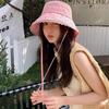 Lace Up Women Fisherman Hat Plaid Summer Sun Hat Fashion Lace Flower Bucket Hat  Travel