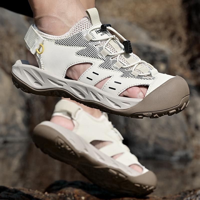 Fashion Luxury Men's Leather Sandals Adjustable Straps Wading Aqua Walking Shoes Comfortable Summer Flats Hollow Out Man Casual Sandals