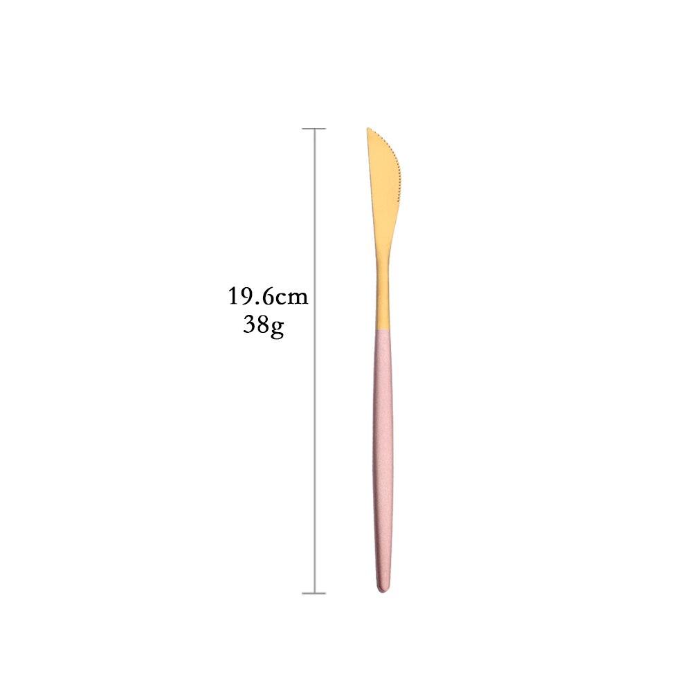 Pink Gold Stainless Steel Cutlery Set Flatware Dinner Knife Dessert Spoon Fruit Fork Dinnerware Set Matte Kitchen Tableware Set