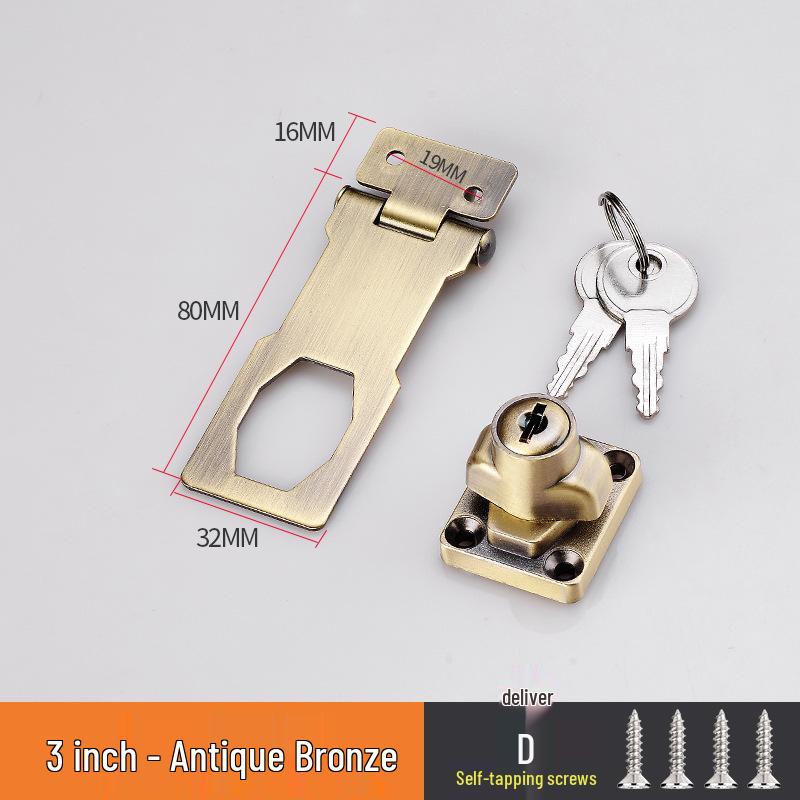 Altmodisches Hakenverschluss-Schloss ohne Bohren für Schublade, Schrank, Kleiderschrank, Schreibtisch und Tür.