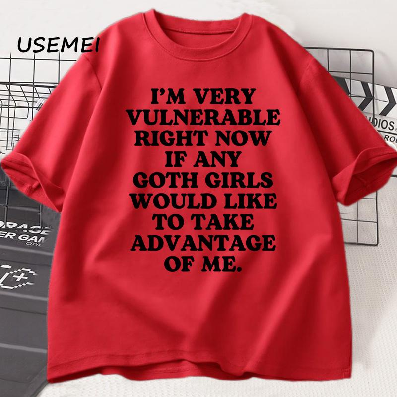 

I m Very Vulnerable Right Funny T Shirts Goth Fun Tee Shirt Short Sleeve TShirt Cotton Vintage Casual Short Sleeve Tshirt S