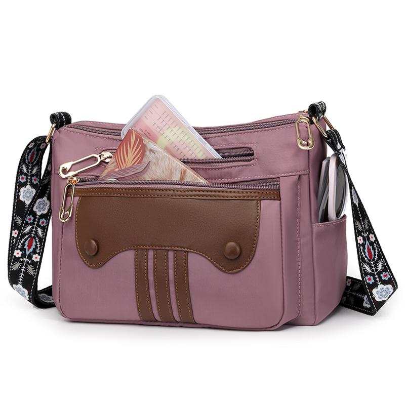 Women's Patchwork Shoulder Bag Large Capacity Nylon Crossbody Bag