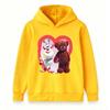 Kids Boys Girls Pullover Hoodie, Cute White Cow with Flower Headband Plush Bear Print Casual Soft Hooded Sweatshirt for Children Daily Wear