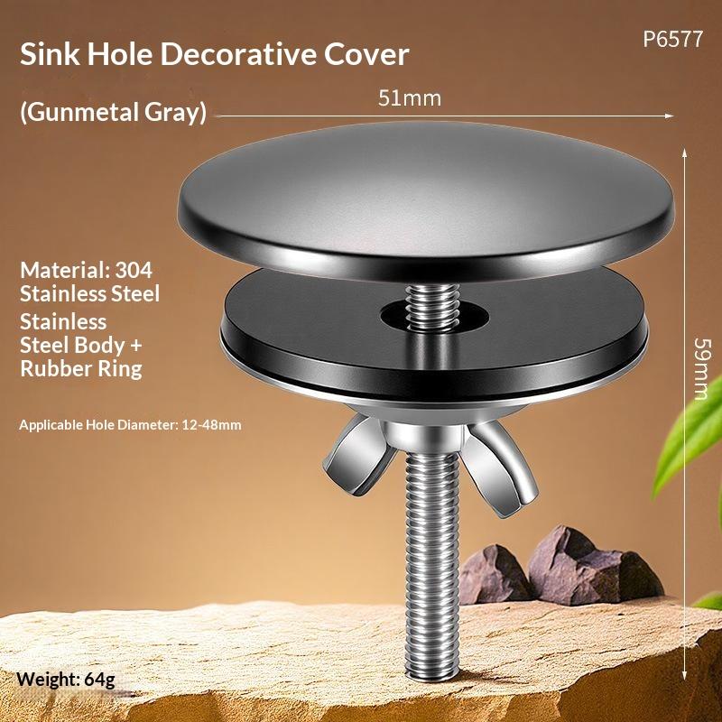 Stainless Steel Sink Hole Seal Kitchen Accessory Black Silver M6 Faucet Hole Cover Easy to Install for Kitchen Sink Quick Repair
