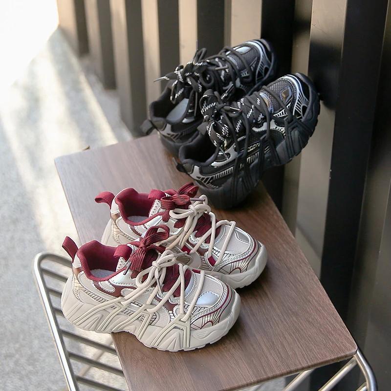 Children's Sneakers Boy Versatile Girls School Running Shoes Fashion Spring Autumn Chunky Kids Causal Basketball Shoes Non-slip