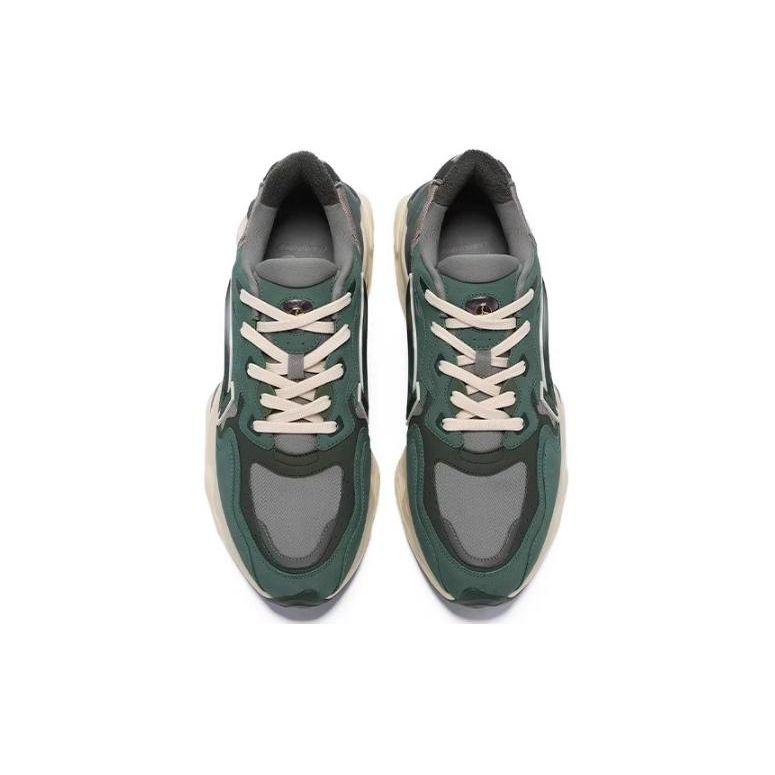 Li-Ning 1990 Lava Shock Absorption Non-Slip Wear-Resistant Low-Top Casual Shoes Men sneaker Dark-Green ALJT045-3