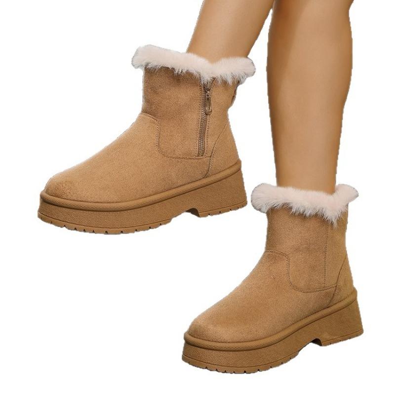 Cross-border Winter New Thick-soled Velvet Thickened Snow Boots Women's Side Zipper Warm Towel Short Boots Cotton Shoes