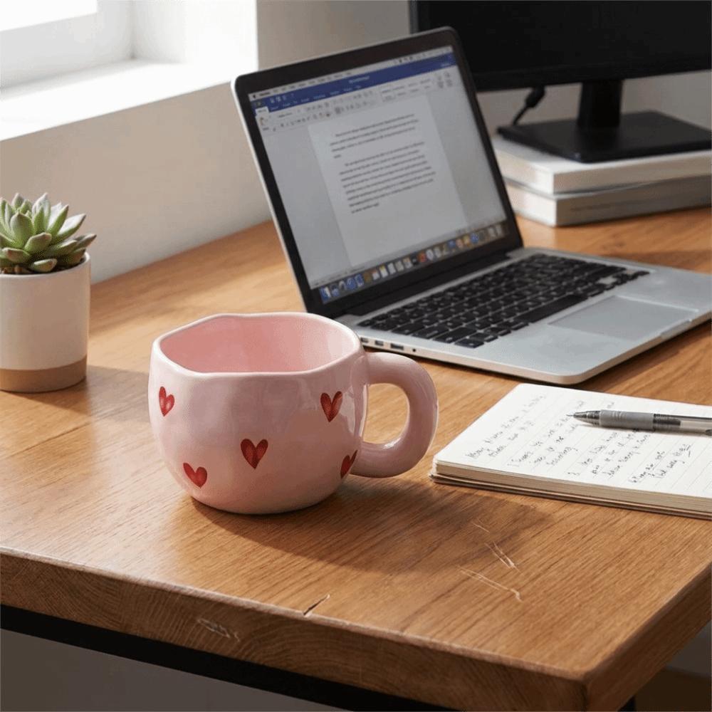 Romantische Keramik-Kaffeetasse 400ml Herz-Wasserbecher Mehrzweck-Teetasse Für Paare
