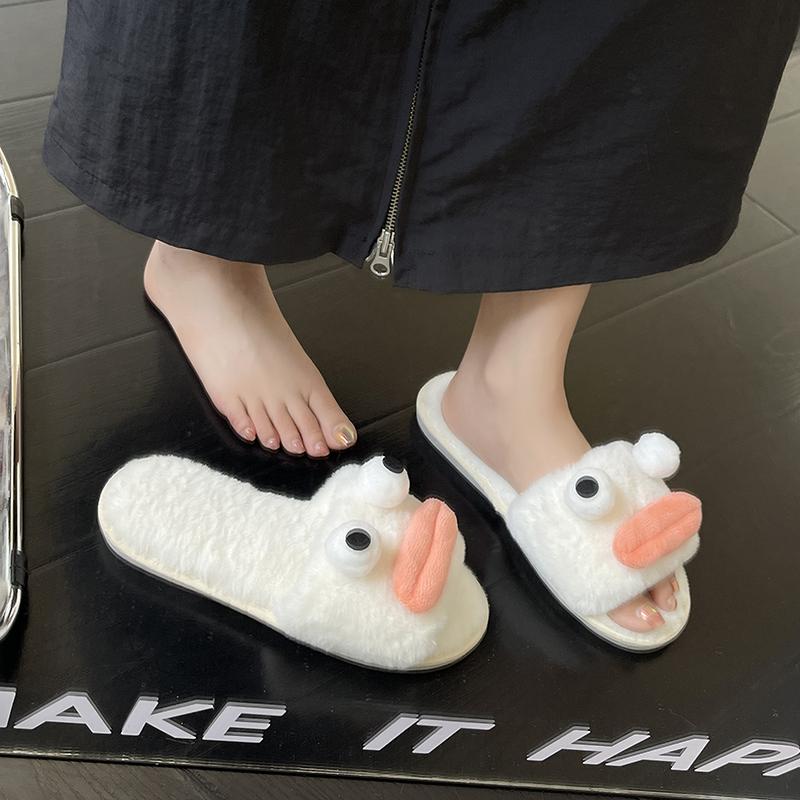 Модные зимние женские теплые и пушистые домашние тапочки из мультяшного хлопка с пушистым — фото 3