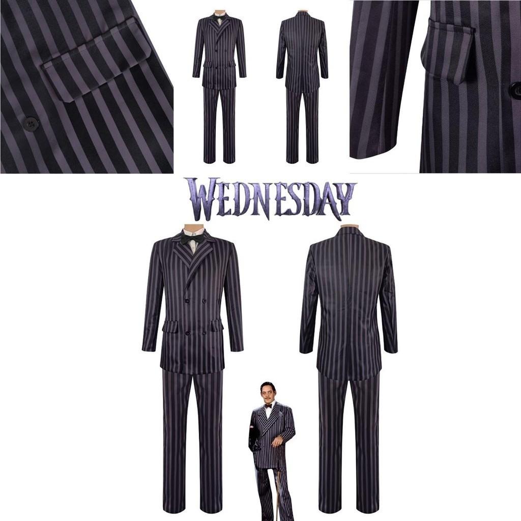 La Famiglia Addams Gomez Addams Costume Cosplay Abito di Halloween Completo di Carnevale