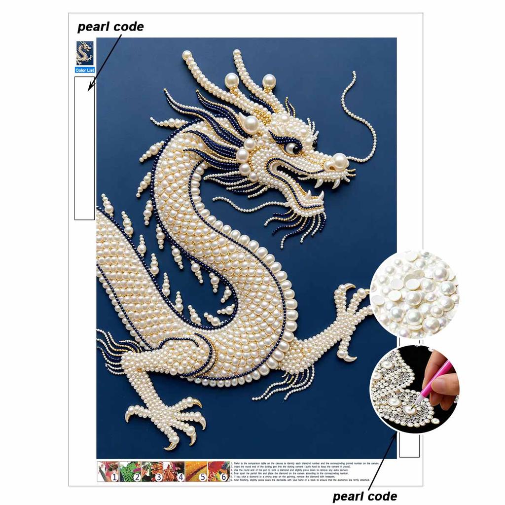 DIY Pearl Diamond Art Painting Kits for Adult and Beginners,Majestic Dragon Sparkling Painting Craft Home Wall Decor Handmade Gift