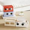 1PC Tissue Multi-Functional Creative Desktop-Suitable Funny Face Home-Use Holder Compact Box Drawer-Type 18x12x9.5cm
