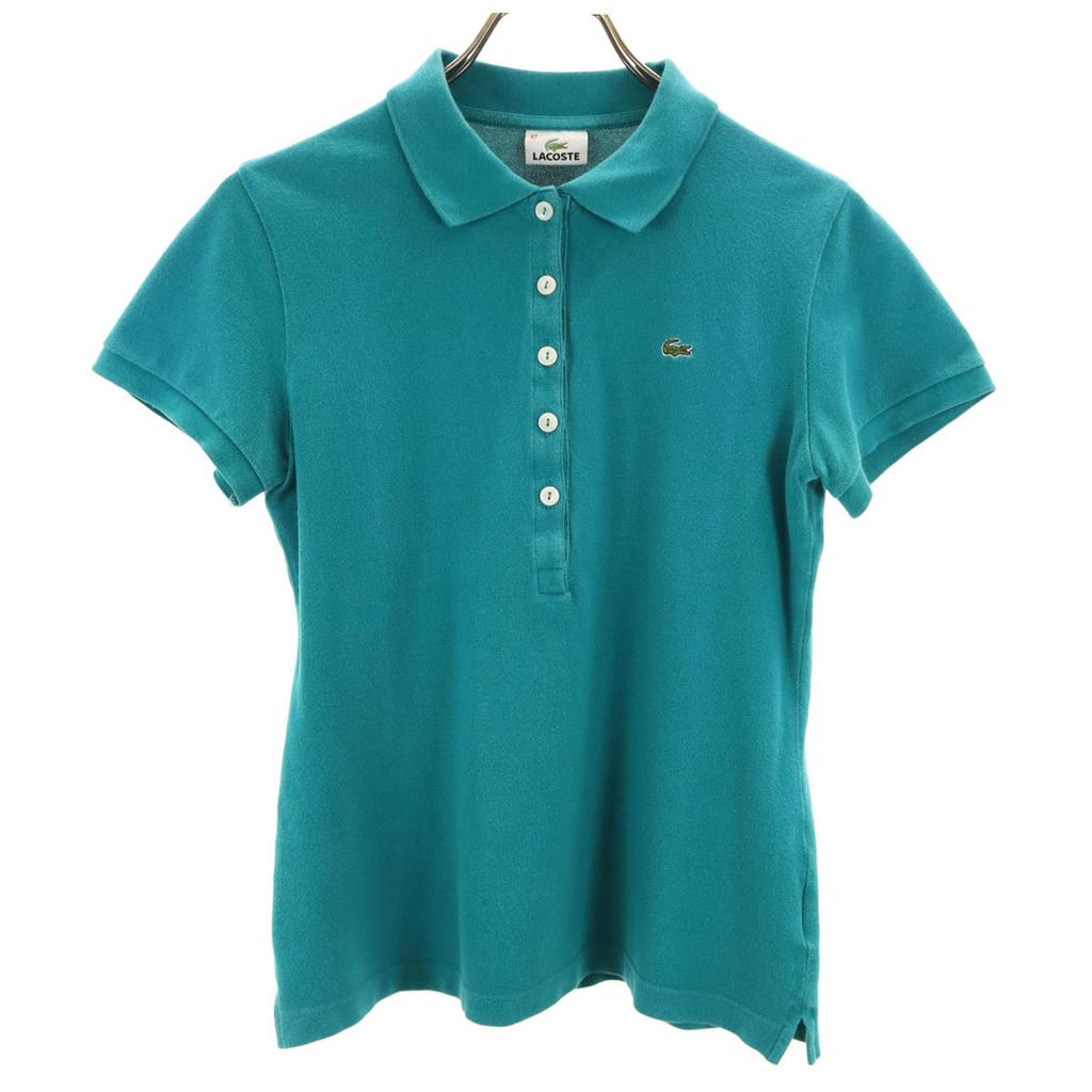 Lacoste Short Sleeve Polo Shirt 42 Turquoise Fawn Women Used