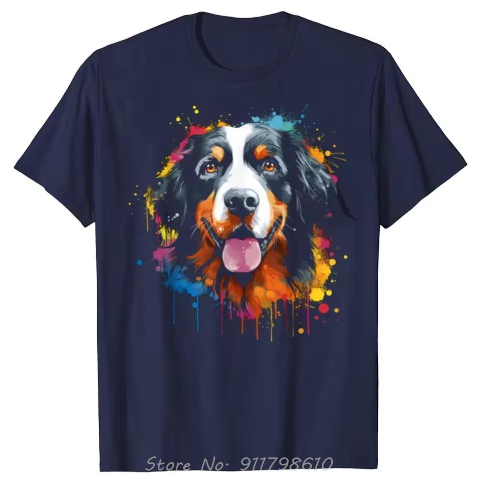 

Funny Oversized T-shirt Watercolor Colorful Bernese Mountain Dog Mens Clothing Fitness T Shirt Streetwear Birthday Cotton Tshirt S