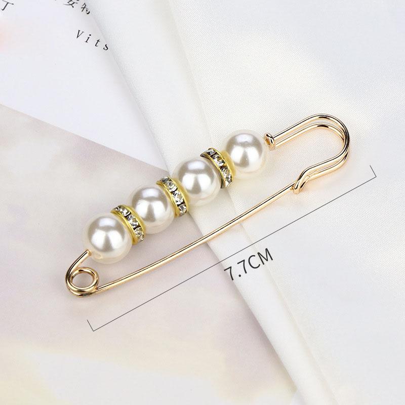 2Pcs Fashion Pearl Brooch Waist Cinching Adjustable Skirt Anti-slip Metal Pin Fixed Clothes DIY Accessories