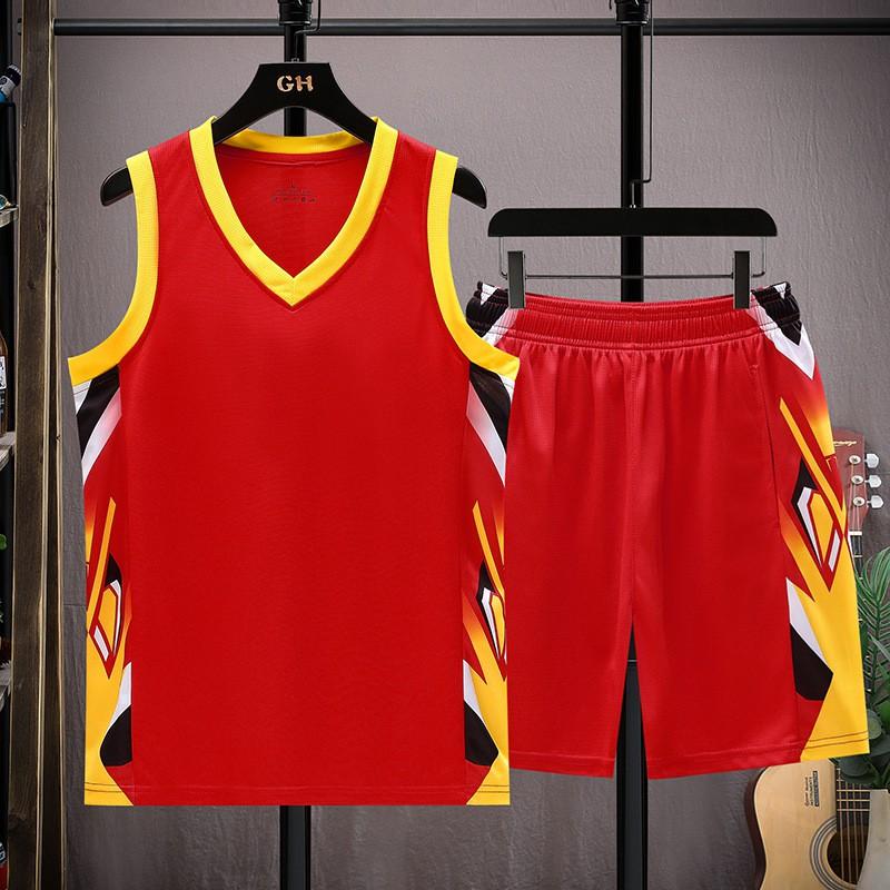 Set Completo Basket da Uomo Traspirante in Rete Scollo a V Senza Maniche Top Pantaloncini Abbigliamento Sportivo Squadre Universitarie Allenamento