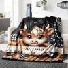 Christmas Cow With Bow Home Customize Your Name Blankets Soft And Cozy Lightweight For All Seasons Perfect For Picnics Sofa Office Bed Living Room