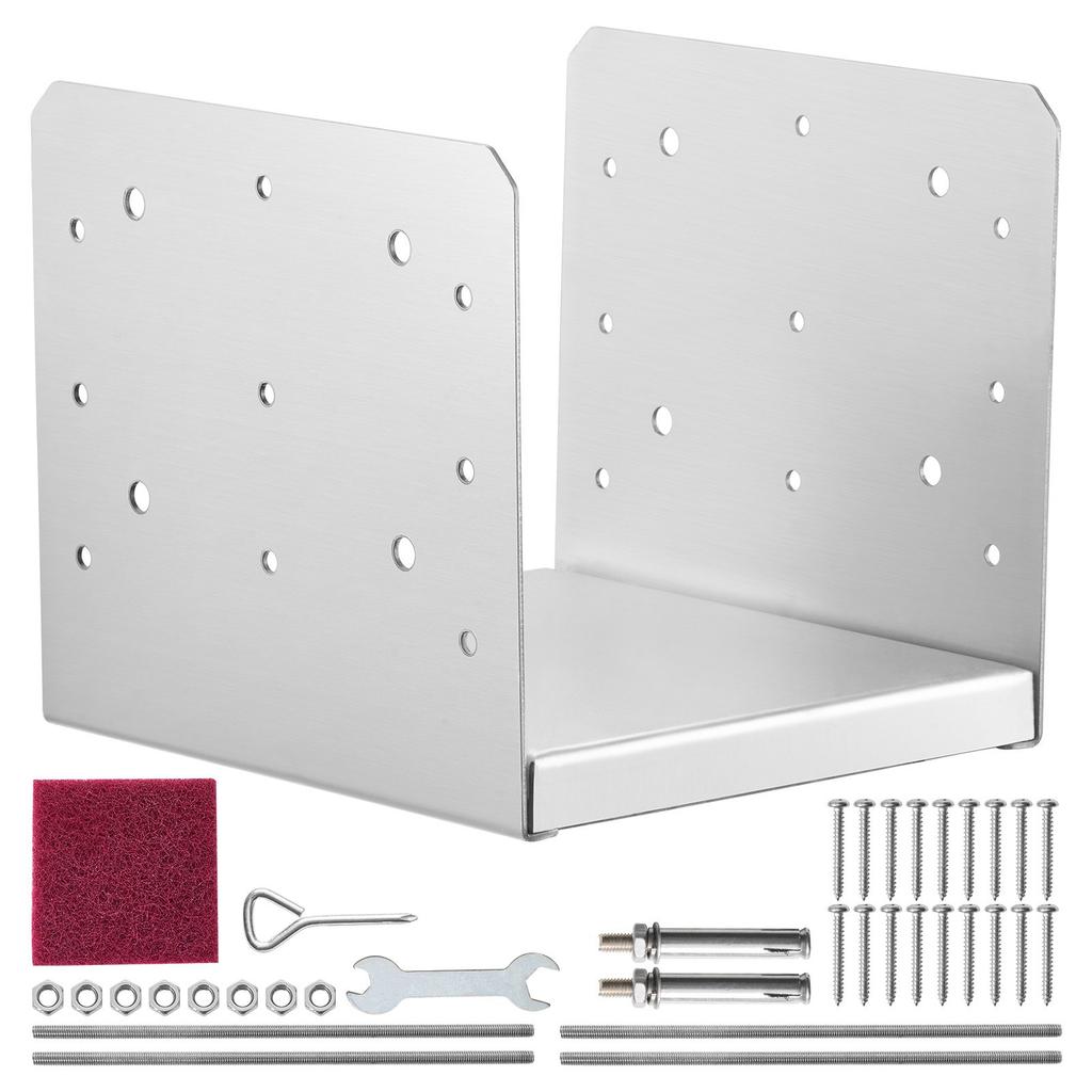 VEVOR 203.2x203.2mm Post Base, 1Pcs Stainless Steel Adjustable Post Anchor Bracket(Internal 198 x 185)