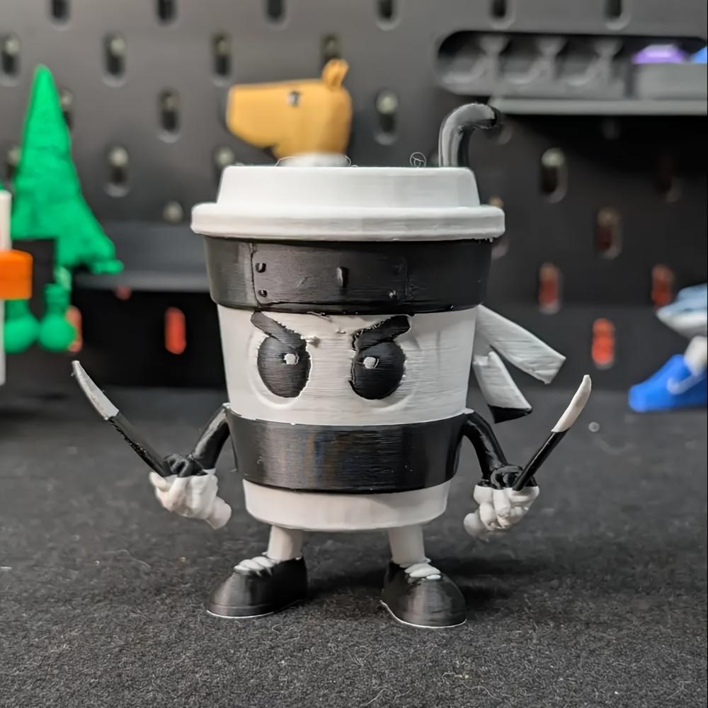 

Cappuccino Ninja Statue Ornament, Assassin Ninja Coffee Cup Assassin Parody Design, Suitable for Living Room Interior Decoration чорний