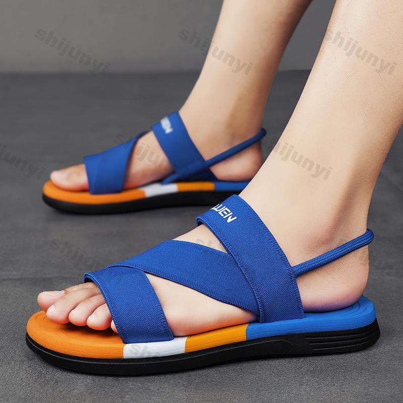 Fashion Men Sandals Solid Color Open Toe Breathable Slippers Comfortable Non-slip Durable Casual Shoes Fashion Outdoor Beach Shoes 2025