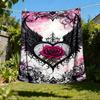 1pc Heart Wings Rose Outdoor Flannel Blanket Soft All Season Polyester Throw , Perfect for Picnics & Travel , Picnic Accessory
