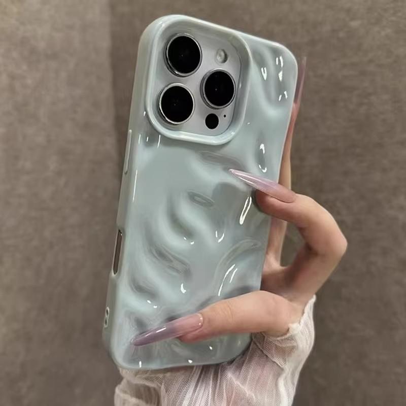 Luxury Soft Silicone Wave Fold Pattern Phone Case For iPhone 17 Air 11 12 13 14 15 16 17 Pro Max Plus Candy Bumper Back Cover