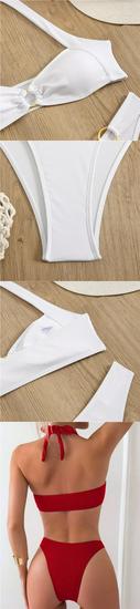 2025 Cross-border Women's Ribbed Halter Swimsuit: New European & American Style Bikini