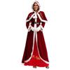 Womens Long Sleeve Christmas Dress Santa Costume With Shawl Xmas Party Outfit