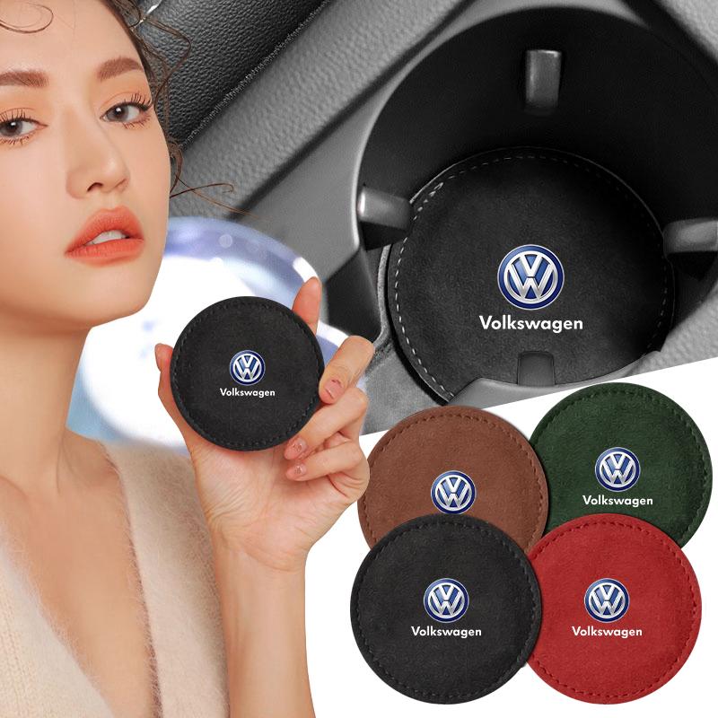 Auto-Getränkehalter-Pad PU-Leder-Schlitz Rutschfeste Untersetzer-Matte Für Volkswagen Lavida POLO Tiguan Passat Golf EOS Scirocco Jetta Bora Touareg