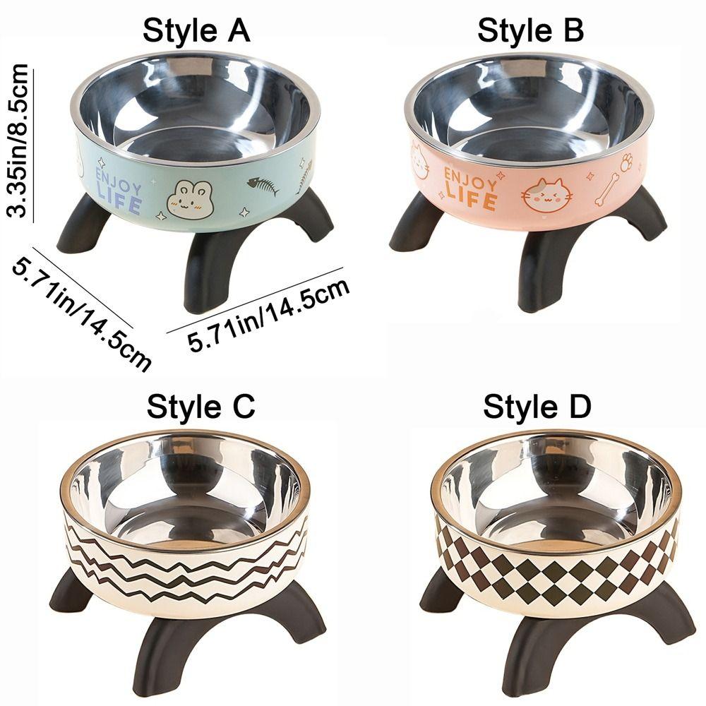 Neck Protection Cat High Footed Bowl Stainless Steel Cat Food Water Bowl  for Cats Dogs