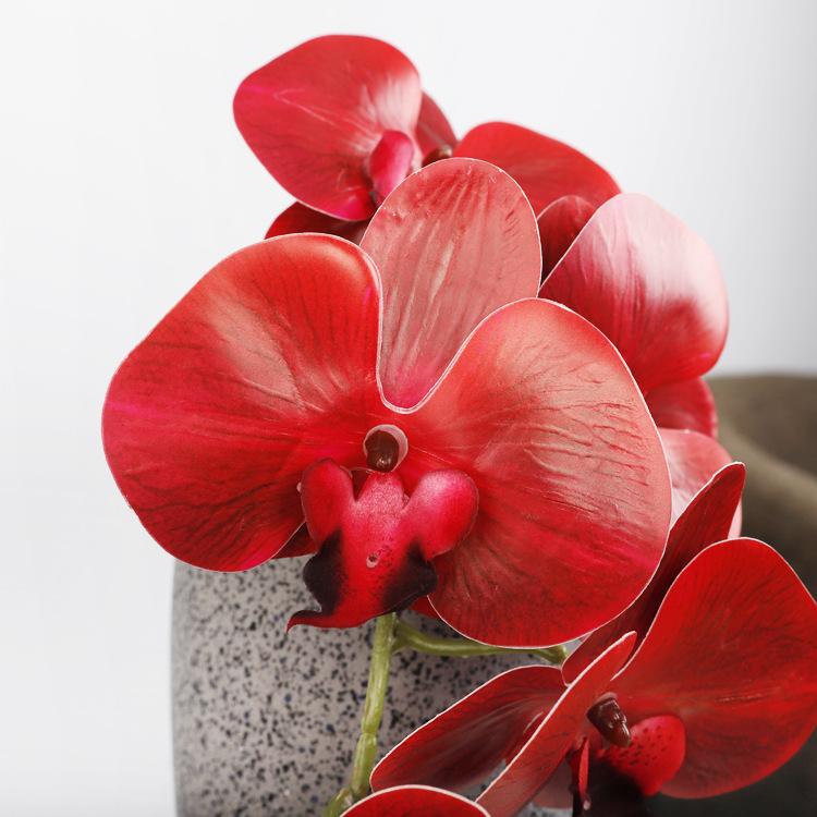 Simulated Phalaenopsis 3D printing 9-head film orchid indoor fake flower bouquet, decorative Phalaenopsis simulated flower