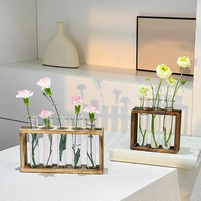 1 Pezzo Plastica Legno Cornice Provette Fioriere Portafiori Supporto Legno Stazione di Propagazione Acqua Vetro Cornice Legno